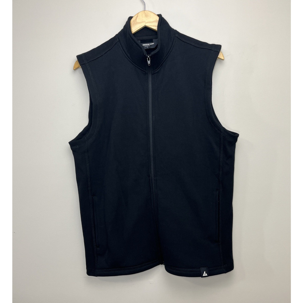 American Giant Midweight Vest Mens Medium Black Full Zip 100% Cotton Made in USA